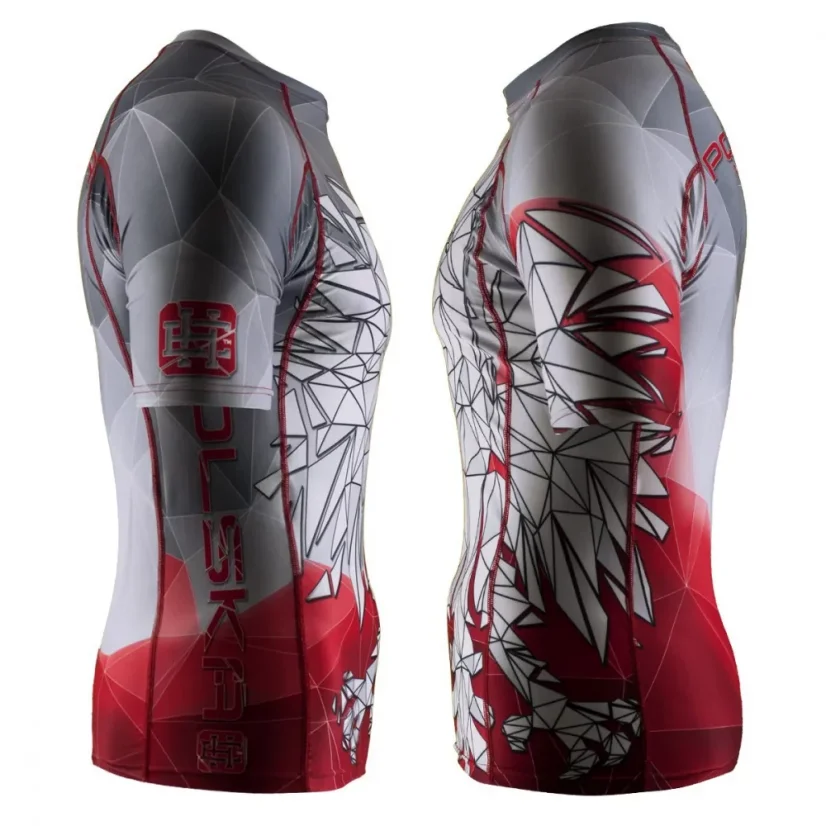 Pánský rashguard s krátkým rukávem POLSKA g/red