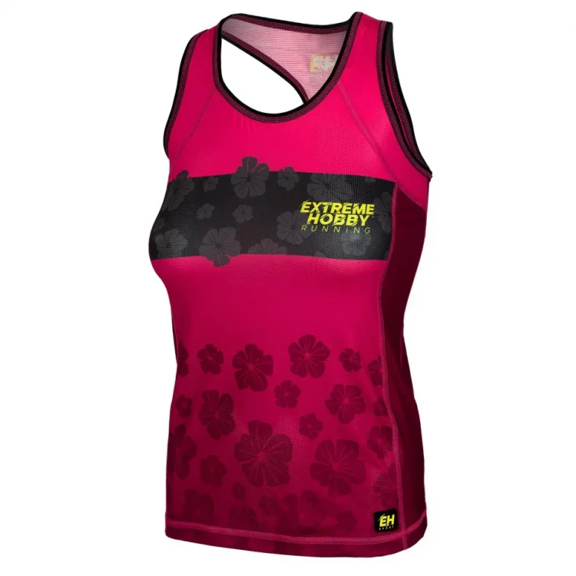 Dámský Tank Top běžecký FLOWERS - Barva: RŮŽOVÝ, Velikost: S