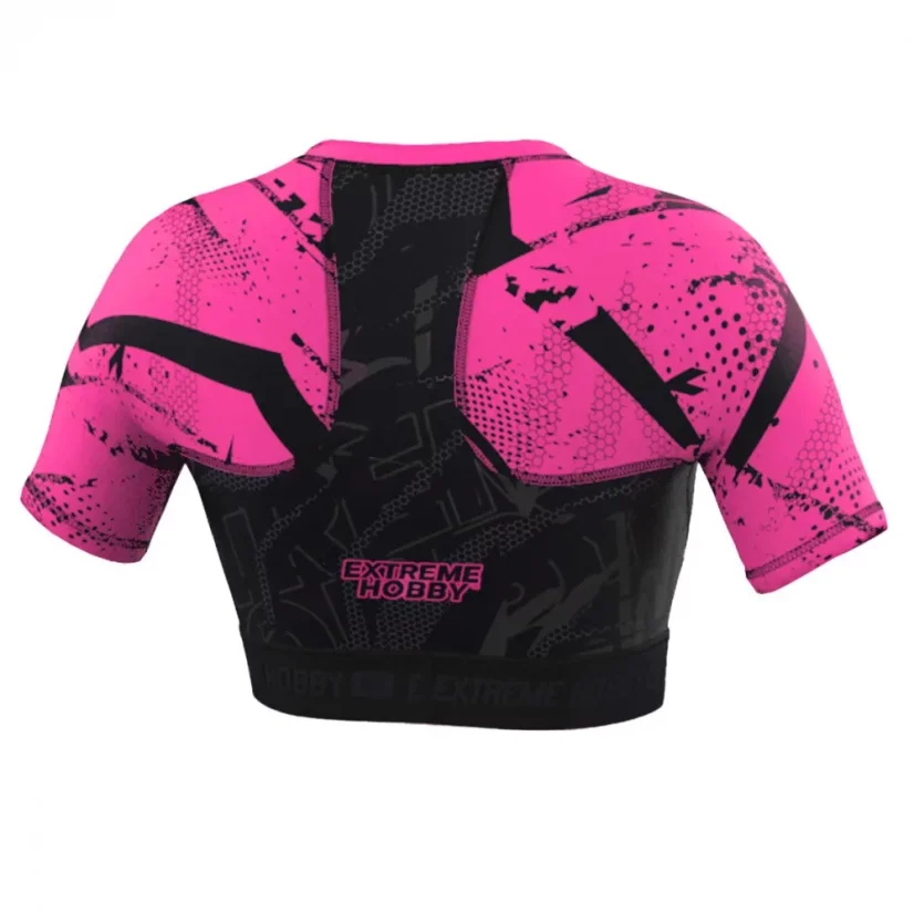 Dámský Crop Top rashguard s krátkým rukávem  NEO - Barva: RŮŽOVÝ, Velikost: XL