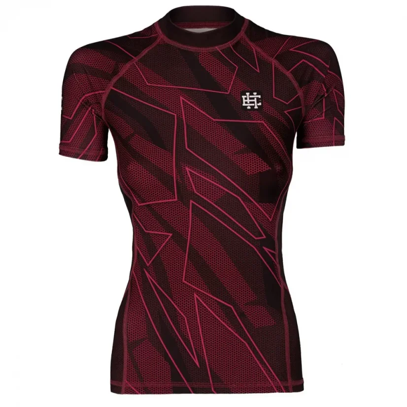 Dámský rashguard s krátkým rukávem SHADOW - Barva: BORDÓ, Velikost: XL
