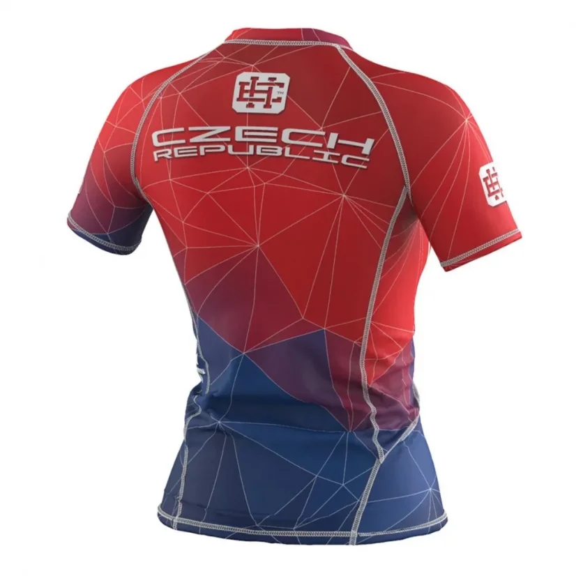 Dámský rashguard s krátkým rukávem ČESKÝ LEV - Barva: ČERVENÁ, Velikost: M