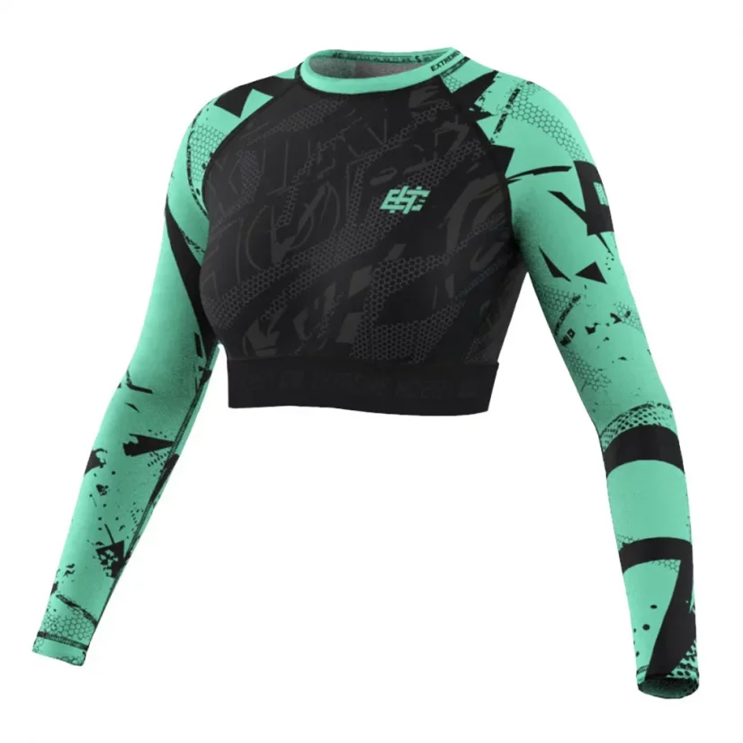 Dámský Crop Top rashguard s dlouhým rukávem NEO - Barva: RŮŽOVÝ, Velikost: XS