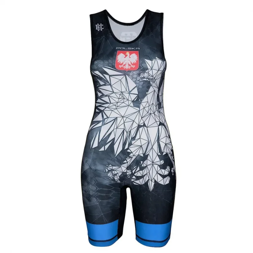 Dámský wrestlingový dres POLSKA CAMO - Barva: MODRÁ, Velikost: XS