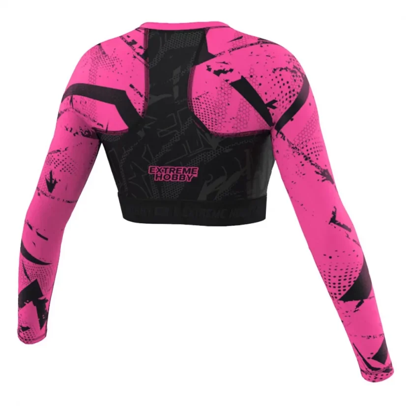 Dámský Crop Top rashguard s dlouhým rukávem NEO - Barva: RŮŽOVÝ, Velikost: XS