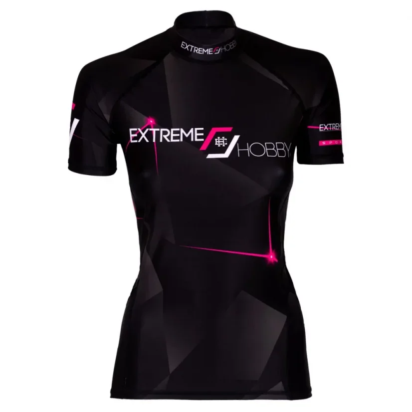 Dámský rashguard s krátkým rukávem MT SPORT - Barva: RŮŽOVÝ, Velikost: XL