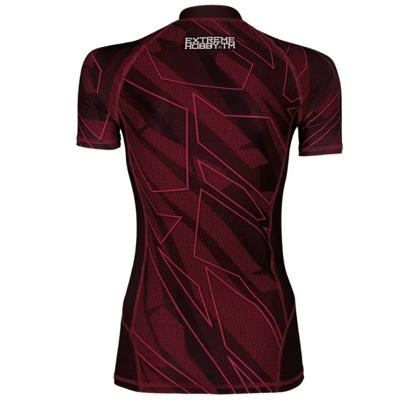 Dámský rashguard s krátkým rukávem SHADOW - Barva: BORDÓ, Velikost: XL
