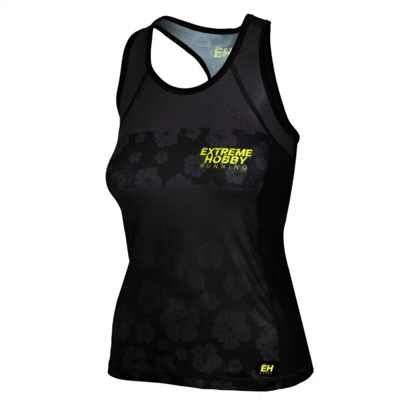 Dámský Tank Top běžecký FLOWERS - Barva: ŠEDÁ, Velikost: S