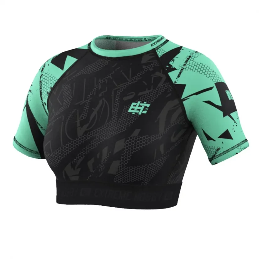 Dámský Crop Top rashguard s krátkým rukávem  NEO - Barva: MÁTA, Velikost: L